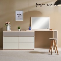 장인가구 아이브 하스 1200 와이드 서랍장 확장형 화장대, 오크아이보리