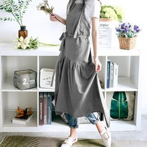 [여로] 에이프릴 원피스 롱 앞치마(그레이) 유니폼 위생 미술 패브릭 작업용 청소 식당 주방 앞치마, 상세페이지 참조