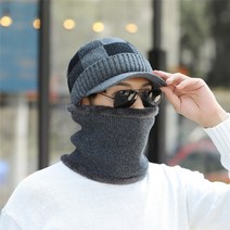 넥플 남성 겨울 골프 모자 방한 캡모자 넥워머세트, 네이비
