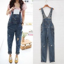 점프수트 롱원피스 여름 여성 민소매 오버올 쿨 데님 점프 슈트 찢어진 구멍 캐주얼 립 엄마 청바지 플러스 사이즈