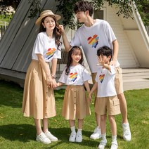 2023신상 패밀리룩 여름 순면 티셔츠 반팔세트