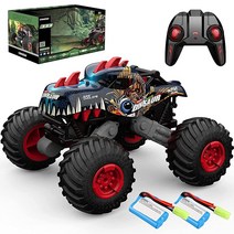 NETNEW 장난감 RC 자동차 티라노사우루스 공룡 몬스터 트럭 오프로드 20+MPH 모든 지형 4WD 리모컨 6 7