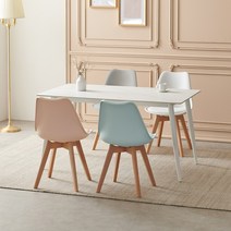 라로퍼니처 에버 1200 1400 포세린 통 세라믹 4인 식탁 세트, 1200 화이트, 화이트 의자2+스카이블루 의자2