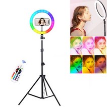 예스카모 유튜브 촬영용 1인방송 조명 RGB 링라이트 핸드폰홀더 알루미늄 삼각대 세트, 링라이트+2개 핸드폰홀더+50cm삼각대