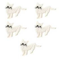 패션포인트 미니 자수 와펜 35 x 28 mm, 고양이 화이트, 10개