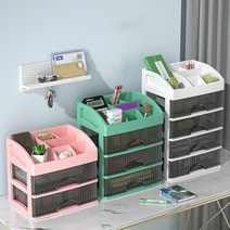 AKRUA 문구정리함 다기능 서랍식 책상정리함 연필꽂이 학용품정리 데스크오거나이저, 2단, 녹색