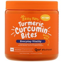 Zesty Paws 반려견용 Turmeric Curcumin Bites 매일 생기 보충 모든 연령용 베이컨 맛 소프트츄 90개