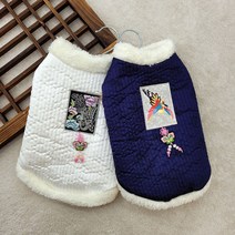 강아지한복 누빔 롱 배자 애견 한복 조끼, 화이트