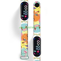 원래 포켓몬 전자 시계 피카추 Charmander 만화 디지털 방수 LED 손목 밴드 어린이 선물