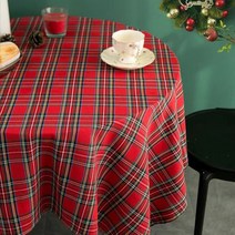 살림하는집 크리스마스 테이블보 연말 홈파티 캠핑 체크 식탁보, 4인 (100×160cm), 레드