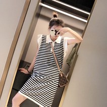 프릴 소매 줄무늬 나시 원피스 민 여자 여성 여행용 바캉스 휴양지 동남아 유럽