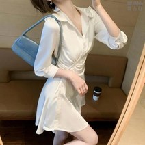 이른 가을 화이트 경숙풍 원피스 블라우스 스커트 허리 허리 날씬해 보이는 디자인 기질 스커트 여조