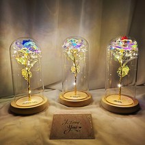 Art홀릭 홀로그램 장미 꽃 무드등 여자친구 100일 꽃 선물 아내 결혼 기념일 선물 와이프생일선물 고백 유리돔 특별한 꽃 생일 선물 개업 화환 화분 돈 다발 꽃 다발, 고운 밤, 블루