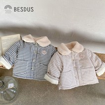 [당일발송]베스더스 유아동 뽀글이 곰돌이 체크 숏 패딩 점퍼 백일 돌 애기 기모 겨울 외출복
