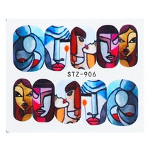 네일 워터마크 스티커 컬러 유화 추상 인물 법술 아트 싱글 꽃 열 세트, Stz-906 (맨손), 하나