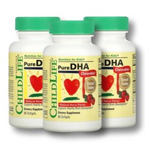 2+1 ChildLife 차일드라이프 dha 90정 어린이 오메가3 유아 아기 츄어블 ChildLife Pure DHA Natural Berry, 1개, 기본