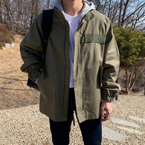 남성용 로댄티 오버핏 무어드 숏 야상 자켓
