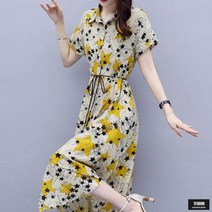가바바 여성 셔츠원피스 커리어우먼 같은 플라워 슬림핏 카라넥 롱원피스 G53901