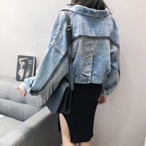 여성 스크래치 데님 청자켓AAT023 빈티지워싱 포켓 자수청자켓 꽃무늬청자켓
