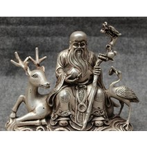 도매 공장 9 quot;중국어 실버 불교 Shou 복숭아 장수 스타 하나님 동상 타고 크레인, 한개옵션0