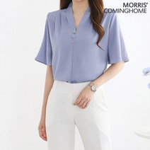 모리스커밍홈 단추장식 핀턱 날개소매 블라우스 M2204BL612B