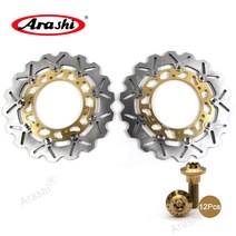 Arashi 1 쌍 오토바이 CNC 완전 부동 플로팅 브레이크 디스크 로터 에 YAMAHA FJR1300 FJR 1300 2001 2002 2003 2004, 금색+금색나사