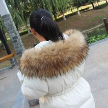 털트리밍 라쿤모자털 리폼 부자재 장식 칼라 모피 재봉, 90cm, brown with black