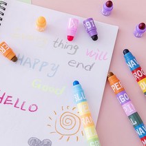 고체 형광펜 6칸 6색 층층이 형관펜 하이라이터 볼펜, 2하이라이터-기본형