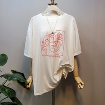라임브릿지 1+1 레드 드로잉 반팔 티셔츠