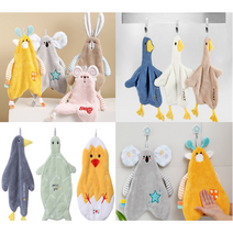 주방 싱크대 닦이 고리형 극세사 타월 핸드 타올 키친 행주 어린이집 부드러운 화장실 욕실 벨벳 식탁, 고급-기린