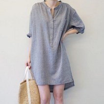 줄무늬원피스 줄가라 셔츠원피스 반팔줄가라원피스 반팔 루즈핏 롱셔츠 롱남방 S98401 5654ea