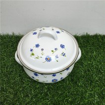 사각 법랑냄비 가스 주물냄비 세라믹냄비 포함 밀크 소스팬, 6.20센티 법랑 뚜껑 블루 플라워
