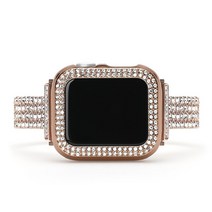 럭스큐빅 애플워치 호환 메탈 루프 밴드 + 더블큐빅 베젤링케이스 세트, 로즈골드