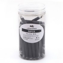만년필 50pcs 컬러 잉크 카트리지 세트 Jinhao 2.6mm 범용 표준 리 편지지 사무실 학교 쓰기 F612 28, 검은 색