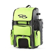 Boombah 붐바 야구가방 Rolling Superpack 2.0 야구백팩, 다크 차콜 라임 그린