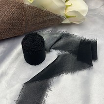 리본장식 리본끈 Cinta Gasa Deshilachada 녹색 쉬폰 실크 리본 꽃 부케, 3.3  5 Meters