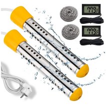 돼지꼬리온수히터봉 수영장 침수 온수기 5 갤런 분 1500W 지상 버킷 히터 위의 2 피스, 01 Yellow_02 Eu 플러그