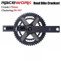 Racework 도로 자전거 크랭크 셋 9/10/11/12 속도 cnc 170mm 중공 자전거 크랭크 암 50t-34t/52t-36t/53t-39t 더블 스프로킷, 1개