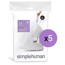 심플휴먼 코드L 18L 쓰레기봉투 100개입 simplehuman Code L Custom Fit Drawstring Trash Bags 18 Liter, 1