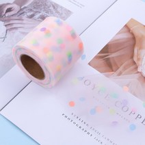 천원단 천 원단 8cm 25야드 반짝이 얇은 명주 리본 롤 반짝 도트 메쉬 패브릭 헤어 밴드 웨딩 생일 파티 장식, 복숭아, 15cm x 25야드