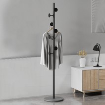 무타공마켓 대리석바닥 튼튼한 철제 모던 스탠드행거 스탠딩 옷걸이, 블랙