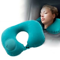 여행용 목베게 휴대용 에어펌핑 자충전 기내용, 펌핑목베게그린