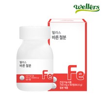 [웰러스] 바른 철분/유산균유래 비헴철 No화학부형제 (740mg x 90정 3개월분), 1병