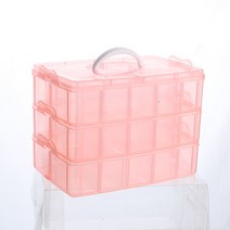층 다격 투명 수납함 순색 네일 액세서리 포장 정리 액세서리 상자 약상자, 오렌지색