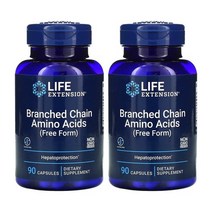 1+1 라이프익스텐션 BCAA 분지사슬 아미노산 90캡슐 류신 1200mg 이소류신 발린 함유, 2개