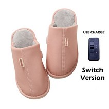 온열 슬리퍼 실내화 usb 전기 부츠 남성 온수 온수 발 따뜻하게 온수 부팅 남성 여성 따뜻한 겨울 스마스 선물, 핑크 스위치, 38-39(적합 37-38)