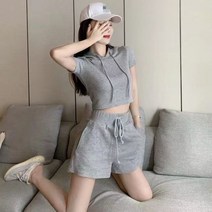 Sevalo 여성 여름 바코드 반팔 반바지 트레이닝복