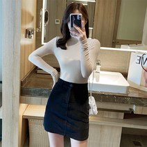 이너긴팔티 그린 반 폴라넥 이너셔츠 여성 봄 가을 룩 트렌드 니트상의 이너웨어 스키니핏 롱슬리브티 3849127501