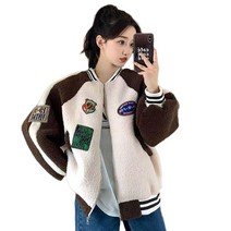 셀럽당 여성용 인조 스웨이드 점퍼 루즈핏 겨울 야구복