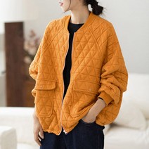 퀸앤조이 얇은 누빔 래글런 포켓 집업 점퍼
